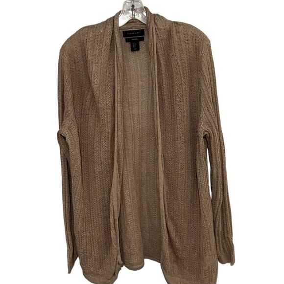 Tahari XL tan linen open cardigan EUC - Picture 2 of 8